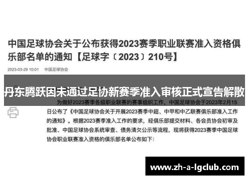 丹东腾跃因未通过足协新赛季准入审核正式宣告解散